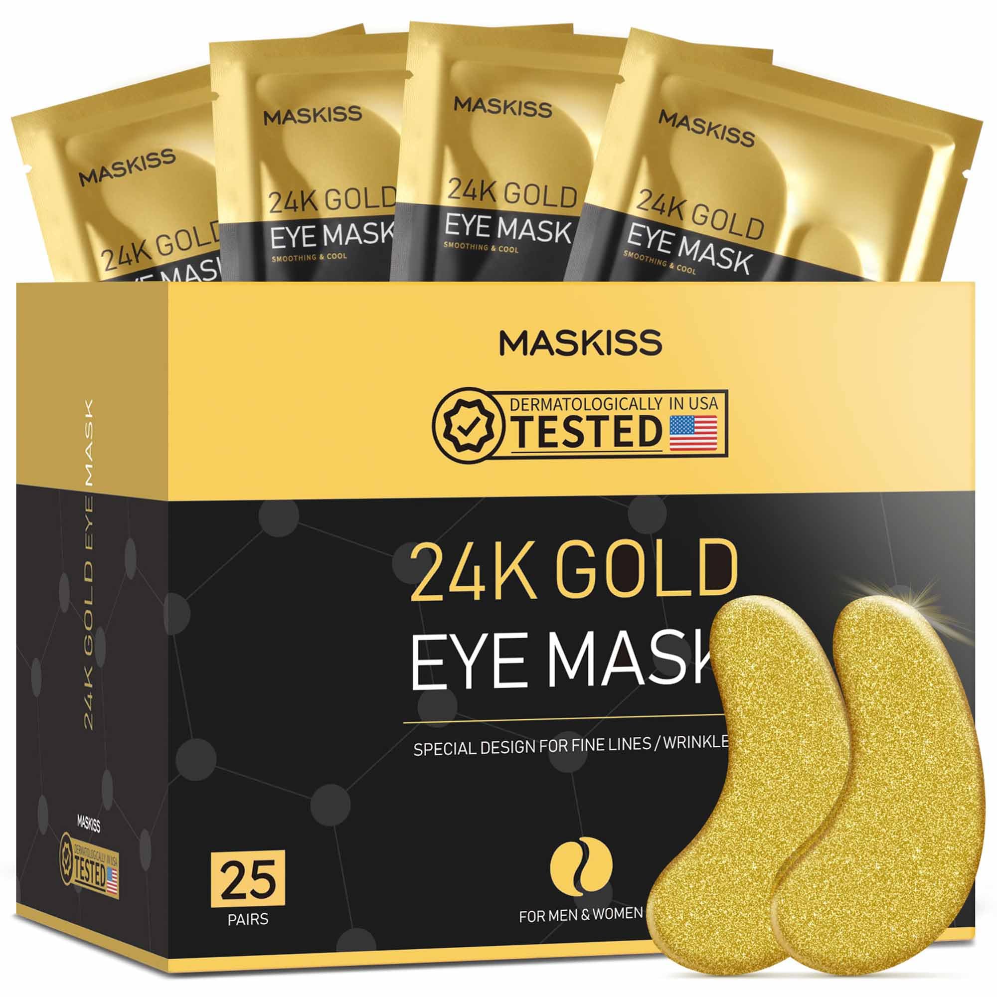 Maskiss 24k Gold Under Eye Patches (25 Pairs), eye mask, Collagen Skin Care Prod