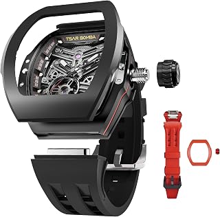 Tsar Bomba Mens Watches Quartz Wristwatch for Men Waterproof 50M Analog Luxury Tonneau Chronograph Calendar Date Men’s Dress Business Work Watch Gift for Men
