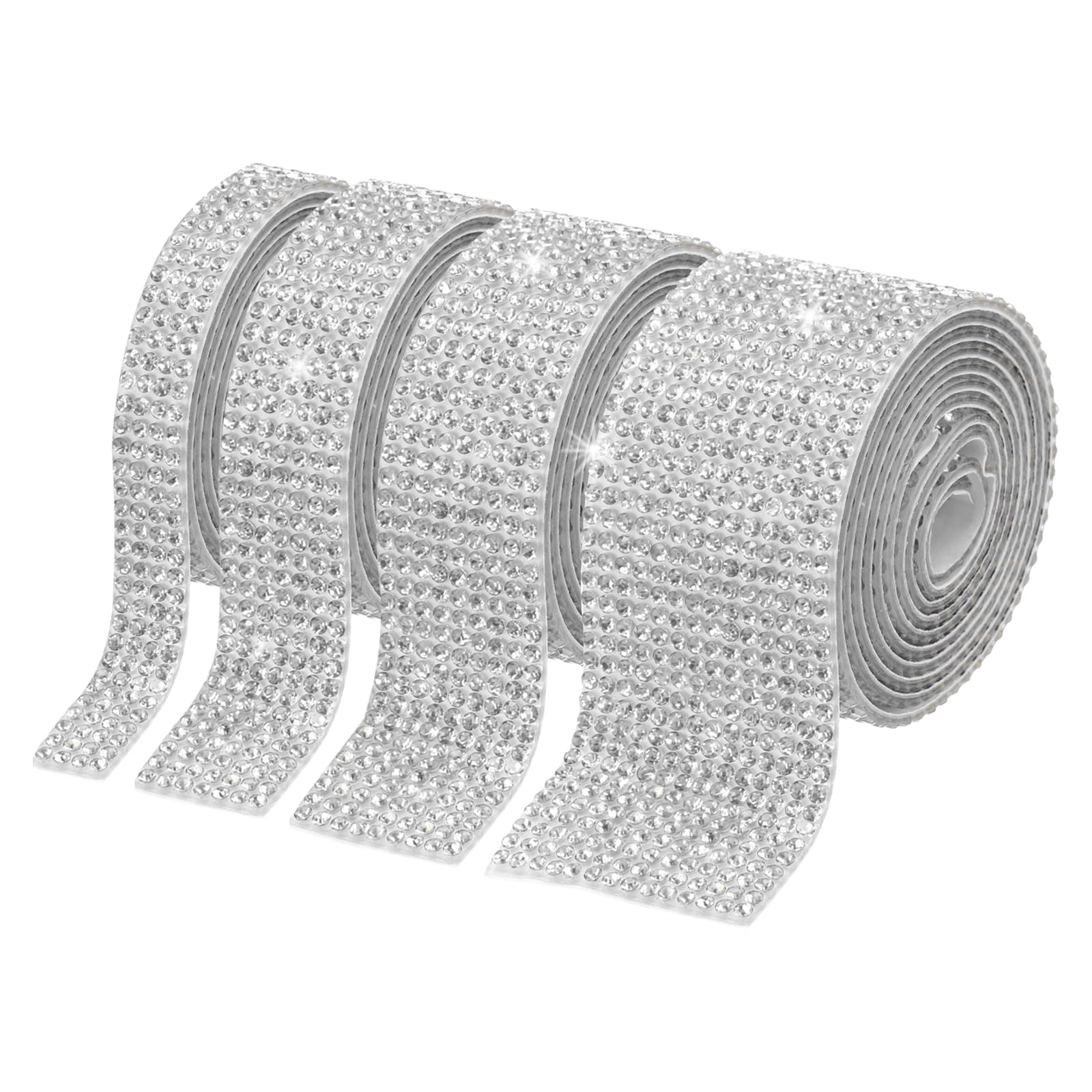 Generic 4 Rolls Rhinestone Ribbon 0.9cm/0.66"/1.0cm/1.2" Self Adhesive Crystal R