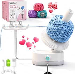 Yarn Winder, Electric Yarn Winder with 1800mAh Battery for Crochet Lovers | Electric Yarn Cake Winding with Rechargeable Battery, Compact Portable Yarn Spinner, Ideal Gifts for Knitters &amp; Crochet Lover