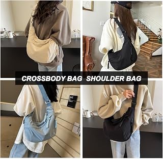 Crossbody Bag for Women,Nylon Crescent Shoulder Tote Hobo Handbag Casual Sling Bag Dumpling Purse Bag