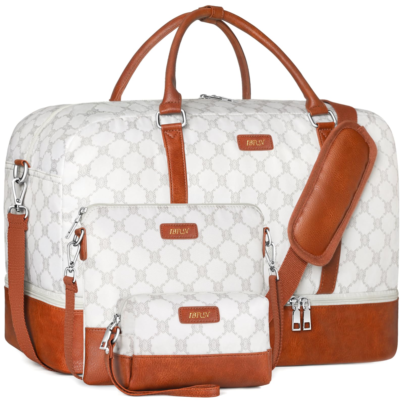 Weekender Bag for Women, 21" Womens Overnight Bag Travel Duffel Bag Set with Sho