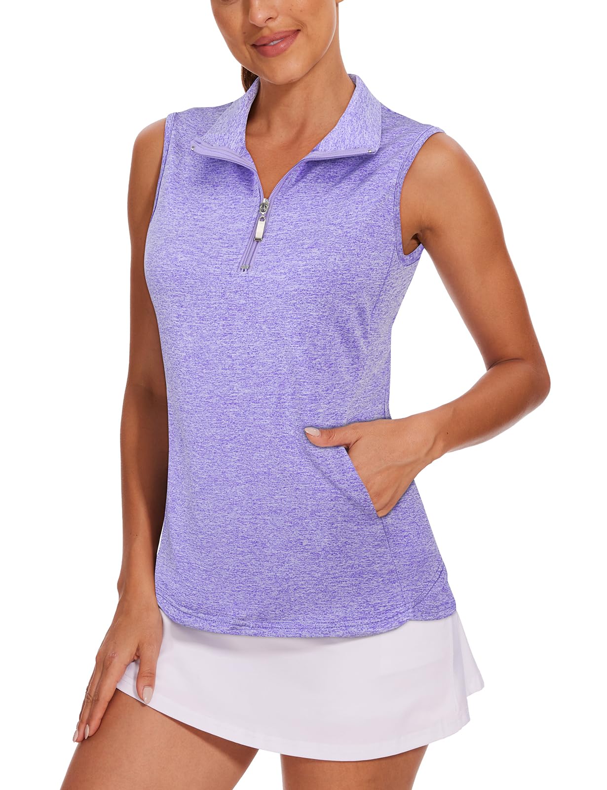 Tanst Sky Ladies Golf Shirt Sleeveless Quick Dry Zipper Training Tennis Top with