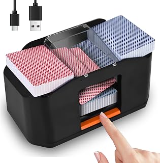 1/2 Decks Rechargeable & Low Noise Card Shuffler, Automatic 2000mAh Battery Shuffler Machine for Casino Poker, Texas Hold'em, Playing Card Games
