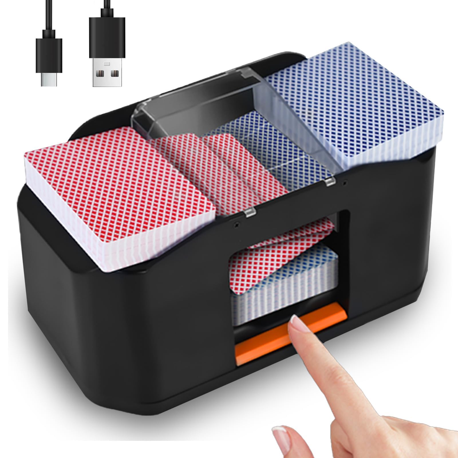 1/2 Decks Rechargeable & Low Noise Card Shuffler, Automatic 2000mAh Battery Shuf