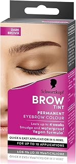 Schwarzkopf Brow Tint Dark Brown (10ml), Permanent Eyebrow Tint | Long-Lasting Intensity, Water- and Smudge-Proof, Easy Application Brow Tint for Up to 10 Applications, Vegan Formula