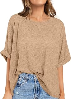 UEU Oversized T Shirts for Women Summer Casual Loose Short Sleeve Basic Workout Gym Tops