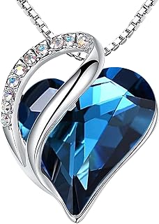Leafael Gift Necklaces for Women, Infinity Love Birthstone Heart Crystal Pendant, Birthday Anniversary Jewelry for Wife, Mom, and Her, Silver Plated, 18" + 2" Adjustable Chain