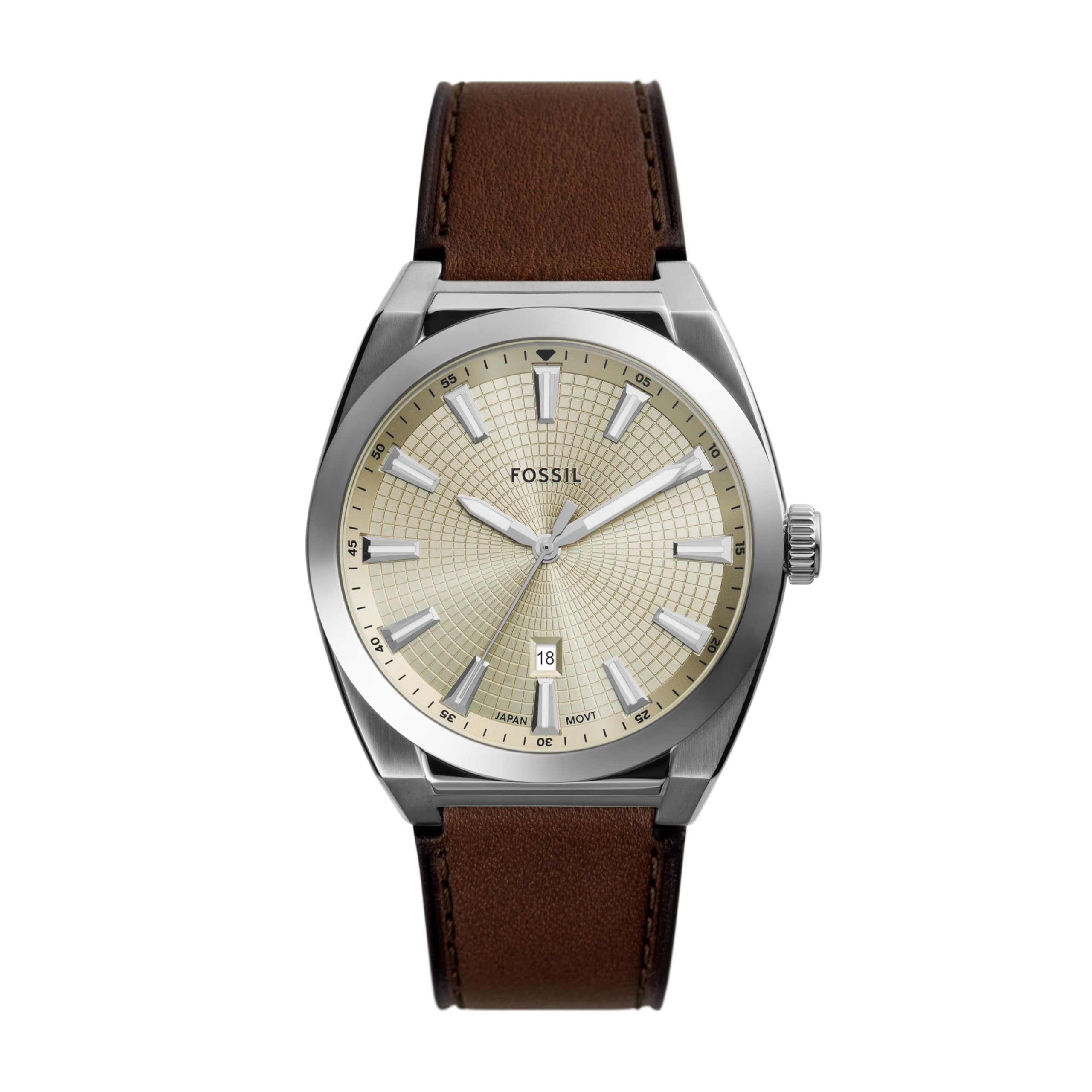 Fossil Men's Everett Quartz Stainless Steel Three-Hand Watch, Color: Silver (Mod