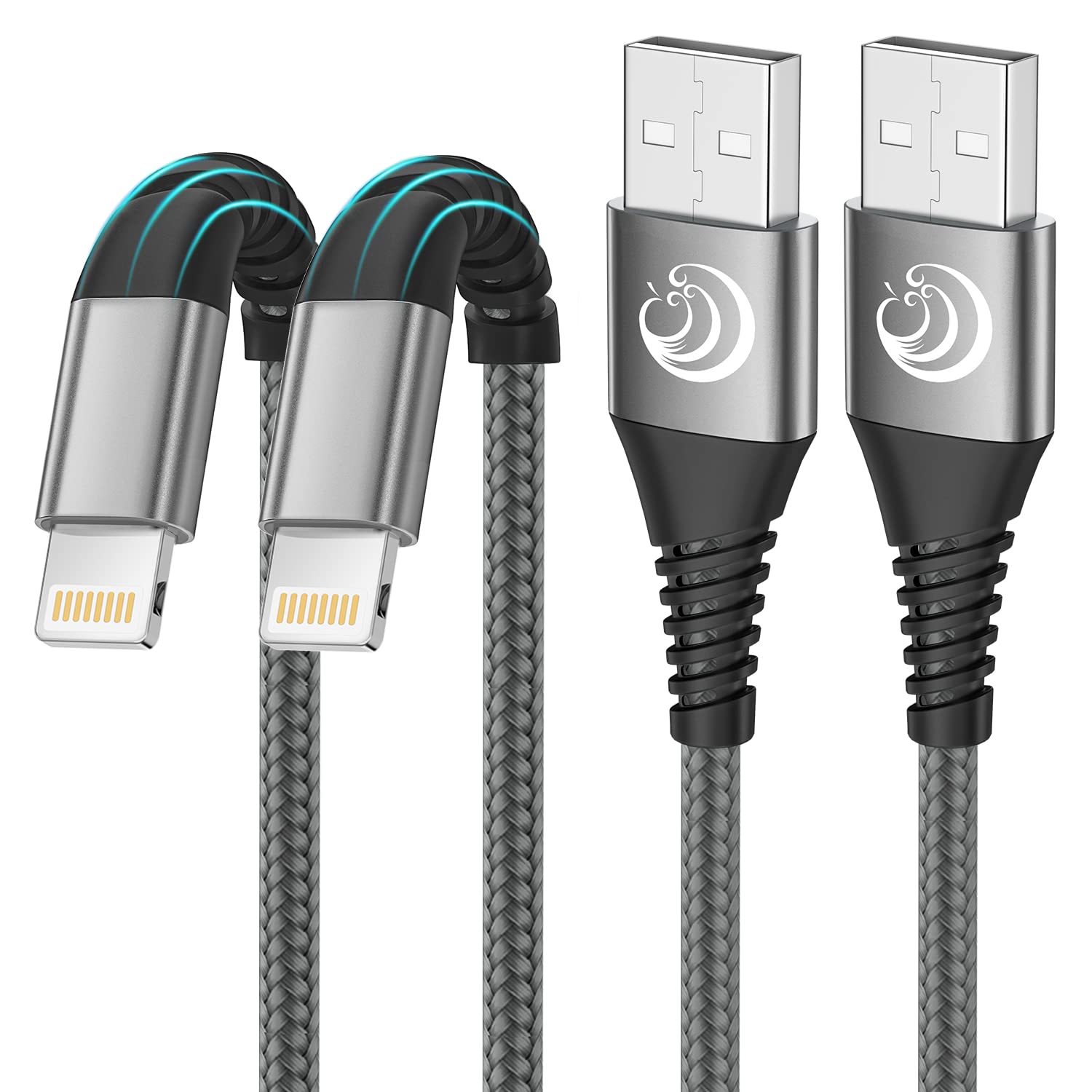 2Pack 2M iPhone Charger Cable, MFi Certified Lightning Cable Fast Charging Braid