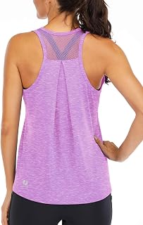 Womens Workout Tank Tops Loose Fit Racerback Mesh Backless Running Tank Top