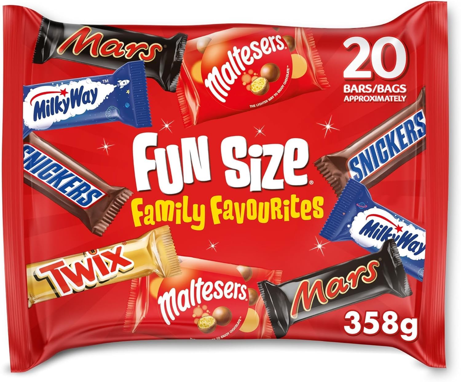 Mixed Fun Size Chocolate Bar Multipack Variety Assortment 358g 20 Pieces | Mixed