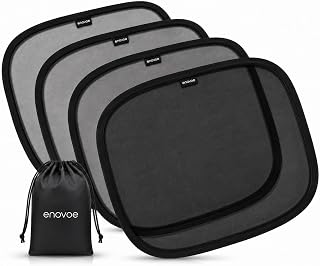 Enovoe Car Window Shades for Baby (4 Pack) - 21"x14" - Sun Shade Blocker, Cling - Glare Shield and UV Rays Protection for Your Child - Side Windows Screens for SUV- Mesh Window Shades for Car Baby