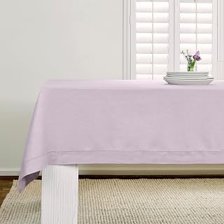 Solino Home 100% Pure Linen Tablecloth Lilac, Classic Hemstitch 60 x 90 in