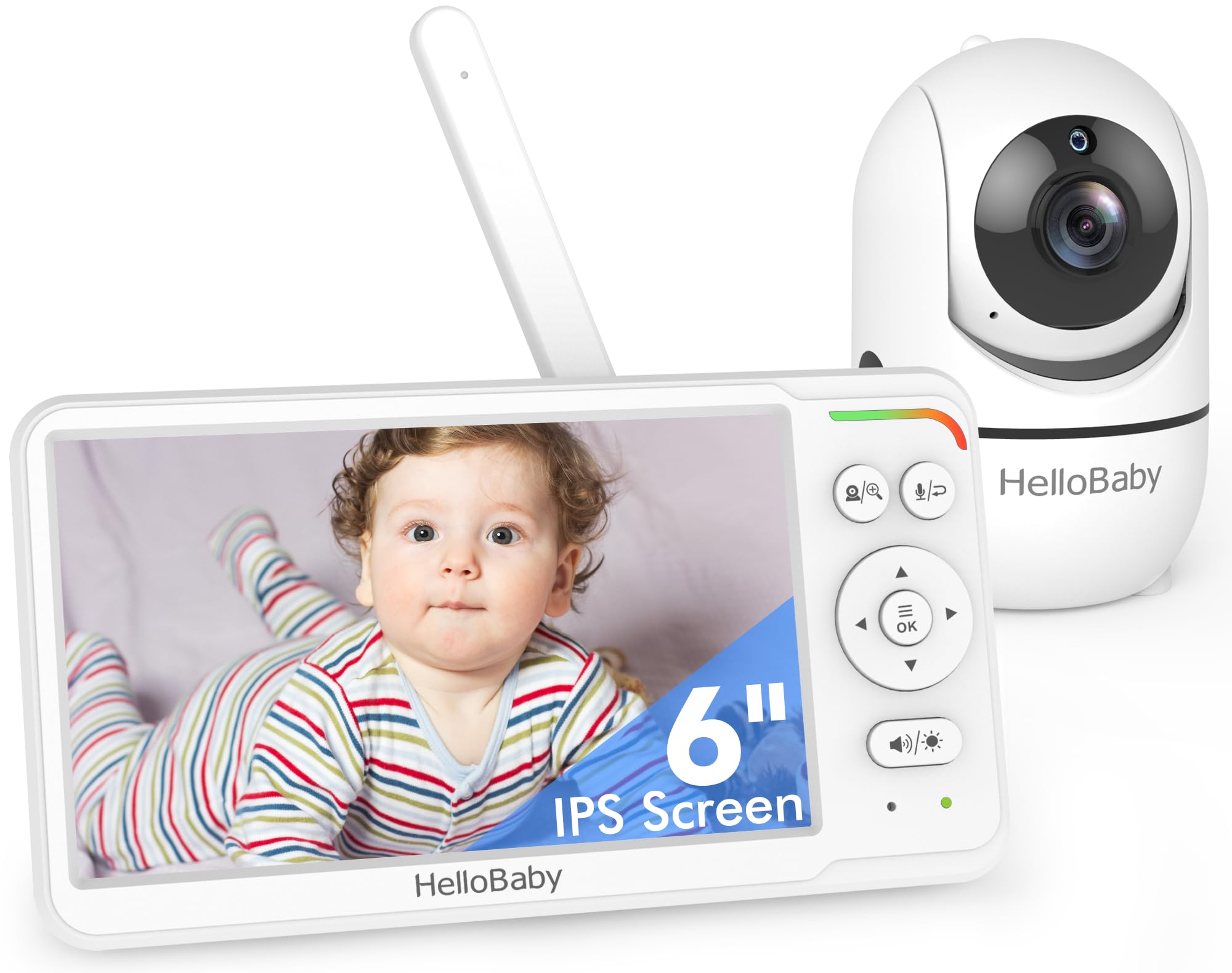HelloBaby 6'' No WiFi Video Baby Monitor with Camera Audio, 30H Battery | World'