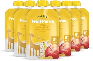 by Amazon Organic Apple, Banana & Oat Pouch - 6 x 90g - Previously Mama Bear