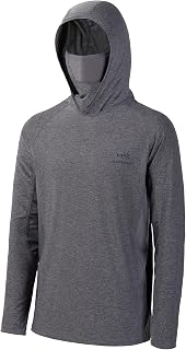 Bassdash - Men's Long Sleeve Top with UPF 50+ Protection and Built-in Face Mask, Neck Warmer and Hood, Ideal for Fishing