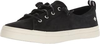 Sperry Women's Crest Vibe Washable Leather Sneaker, Black, 6.5 Wide US