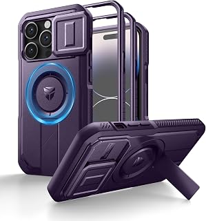 Dexnor Magnetic Cover Compatible with iPhone 14 Pro with Sliding Camera Cover & Adjustable Kickstand & Built-in Screen Protection, Sturdy Shockproof Cases – Phantom Purple