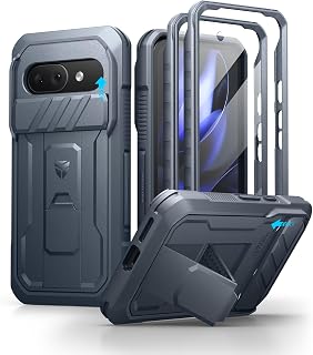 Dexnor for Google Pixel 9a Case with Slide Camera Cover & 2 Front Frames & Built-in Screen Protector & Heavy-Duty Kickstand, Full-Body Protective Cover Rugged Bumper Cases for Pixel 9a,Navy Blue