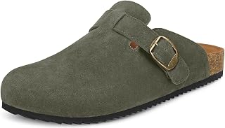 Intini Womens Mens Genuine Suede Clogs Cork Footbed Sandals with Arch Support