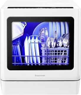 Portable Countertop Dishwashers,6.4L Built-in Water Tank,5 Place Settings,8 Programs,X-spray system, Integrated Water Softener, Auto Door Open,Laundry detergent automatic dispensing function
