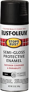 Rust-Oleum Stops Rust Spray Paint, Semi-Gloss Black | Rust Resistant, Indoor and Outdoor, Beautiful Finish on Metal, Wood and More, Sprays from Any Angle, 12 oz