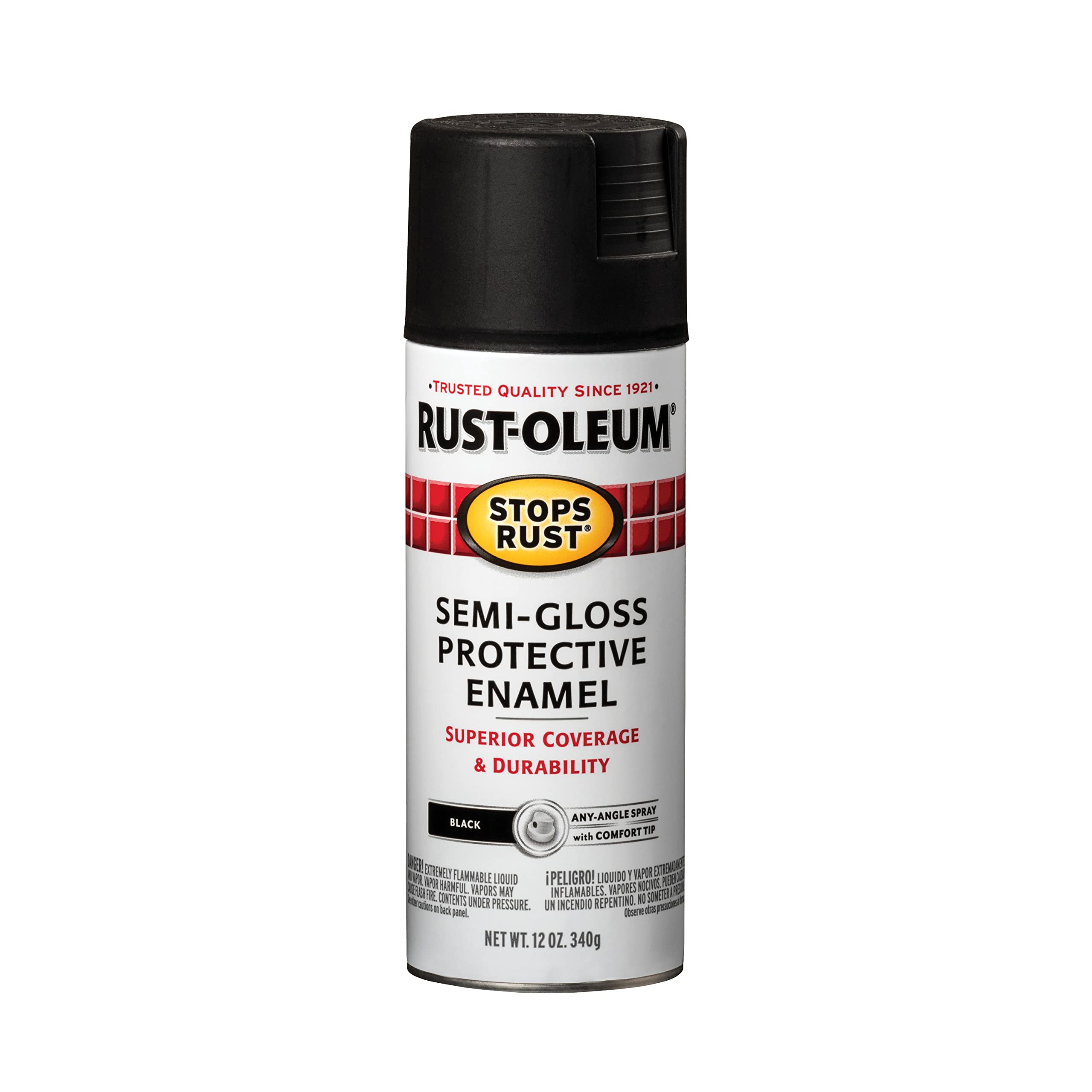 Rust-Oleum Stops Rust Spray Paint, Semi-Gloss Black | Rust Resistant, Indoor and