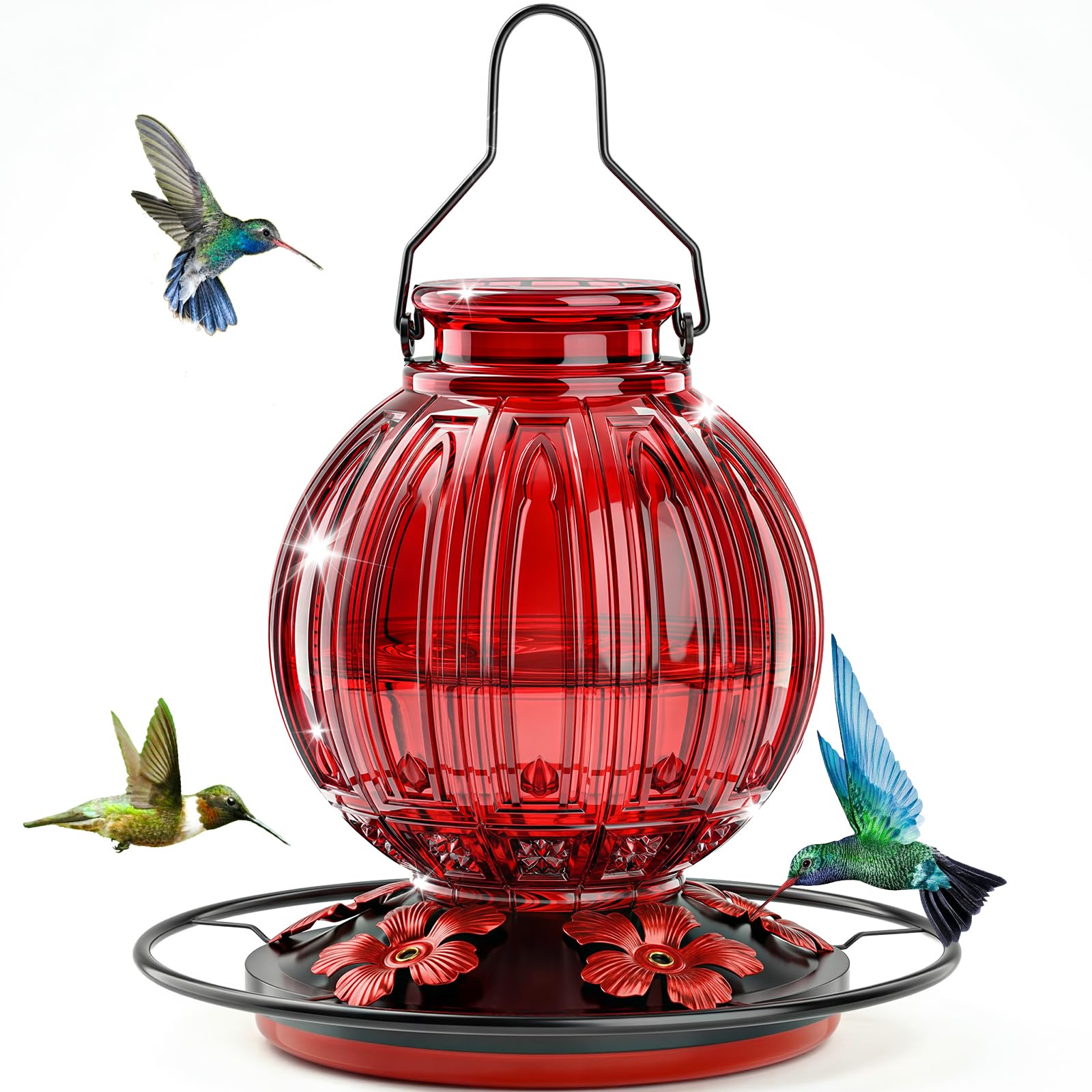 Glass Hummingbird Feeder for Outdoors Hanging, 26 fl oz Bird Nectar Feeder | 5 M