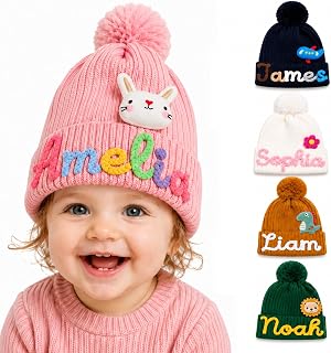 Personalized Christmas Beanie with Name Custom Winter Hat for Toddler & Kid