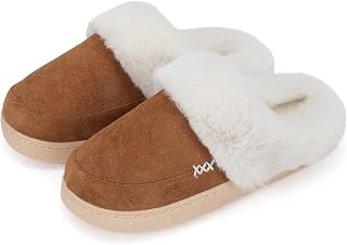 NineCiFun Women and Men Faux Suede House Slippers Slip on Fuzzy Slippers