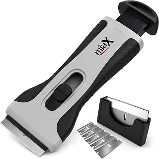 miaX Professional Hob Scraper with Soft Touch Handle and Replacement Blades | Glass ceramic scraper, soft-touch handle, for kitchen and household, stable, integrated replacement blades
