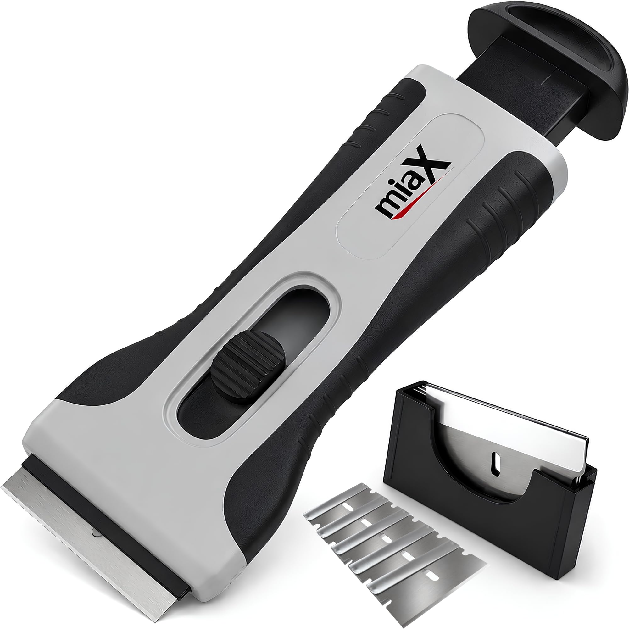 miaX Professional Hob Scraper with Soft Touch Handle and Replacement Blades | Gl