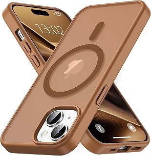 iPhone 15 Case, Compatible with MagSafe Magnetic Translucent Matte Film Case Military Grade (Brown)