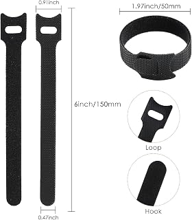 60 Pack Reusable Cable Ties (6 inch), Adjustable Cable Management, Cable Ties Cable Organizers - Black