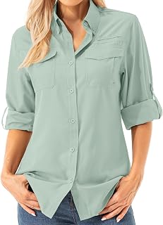 Women's Shirt Blouse UV Shirt UPF 50+ Safari Clothing Hiking Blouse Women's Outdoor Cooling Quick Dry Sun Protection Long Sleeve Airy Shirt