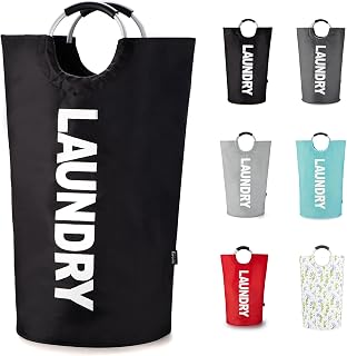 Caroeas Tall Laundry Basket 90L, Large Hamper, Freestanding Laundry Bag | Collapsible waterproof Oxford laundry bag for dorm, laundromat and travel, 13 Colors, Foldable Laundry Bag, Padded Handles