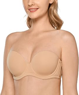 DELIMIRA Women's Strapless Bra, Underwire, Molded Full Cup, Plus Sizes