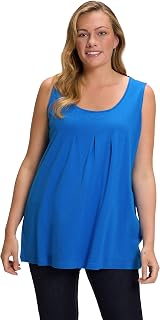 Ulla Popken Women's Plus Size Top, Fancy Pleats, A-line, Sleeveless 796470
