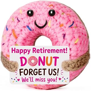 BuiltFit Retirement Gifts for Women Coworker - Farewell Retired Gift Woman | Funny Handmade Crochet Donut, Goodbye Going Away Leaving Gift for Teacher Coworker Boss Nurses Employee Retiree