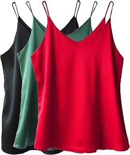 Wantschun Womens Satin Silk Camisole Cami V-Neck Vest Top Blouse Tank Shirt