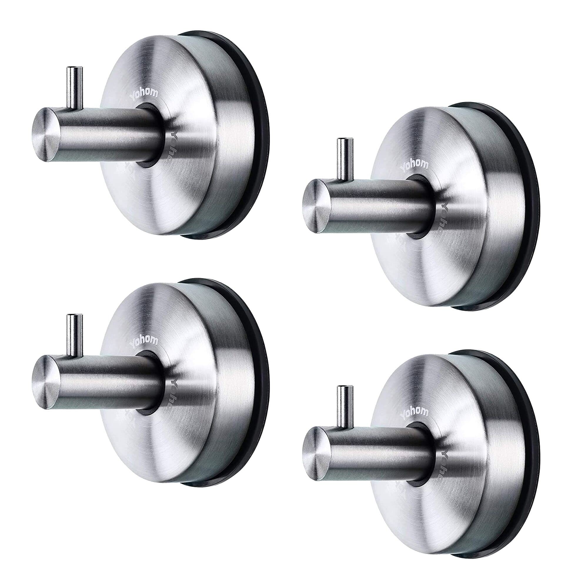 YOHOM Suction Cup Towel Hooks - Stainless Steel Heavy Duty Suction Hook Coat Han