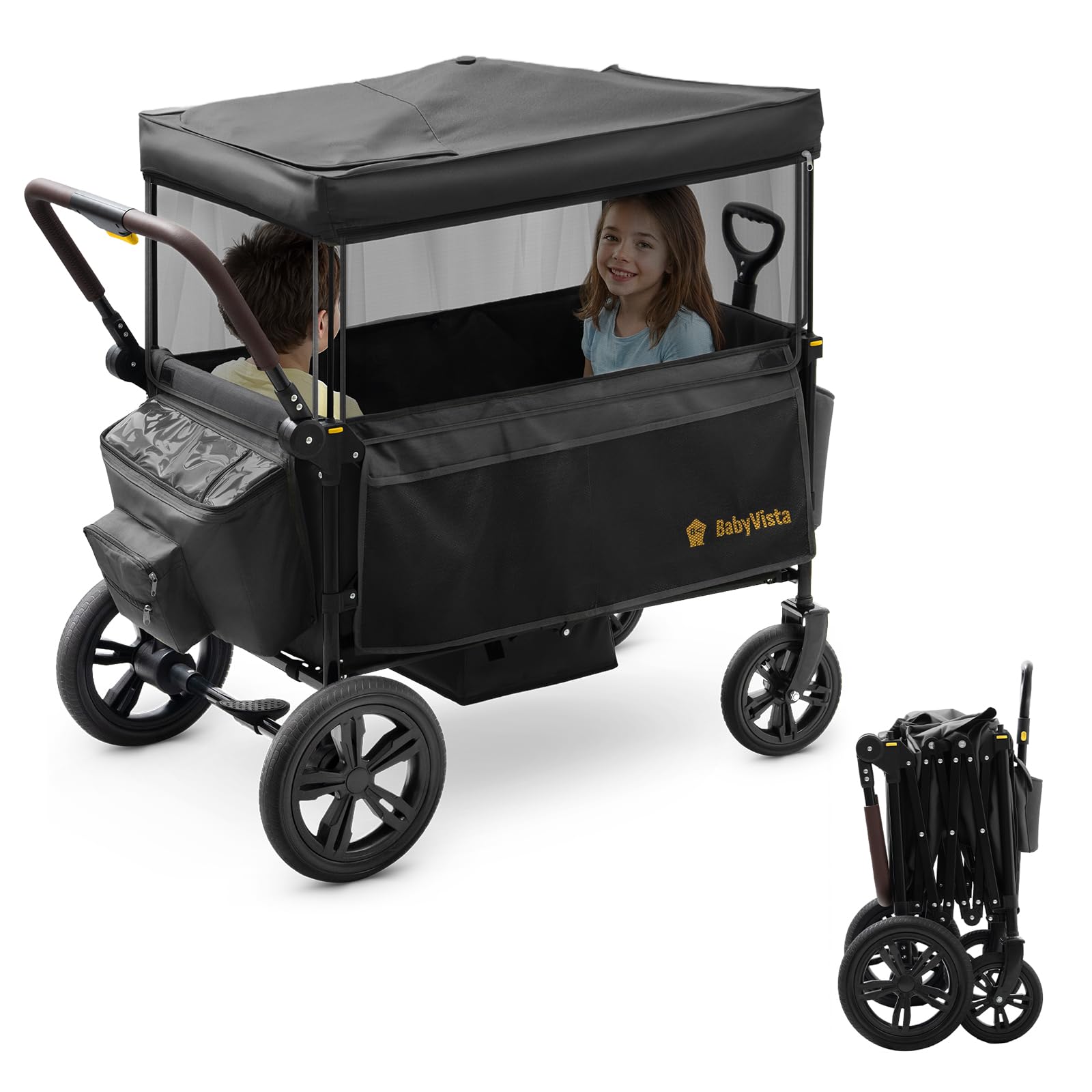 BabyVista Stroller Wagon for Kids, One-Hand Adjustable Push/Pull Handle | Spacio