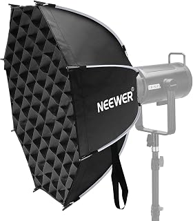 NEEWER 25.6'' Octagonal Softbox, Quick Release Parabolic Soft Box with Bowens Mount, Diffusers, Grid, Bag Compatible with Aputure 120d Compatible with Godox SL60w NEEWER Q4 AS600B CB300B Q300, NS65P
