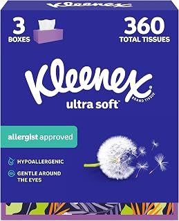 Kleenex Ultra Soft Facial Tissues, 3 Flat Boxes, 120 Tissues per Box