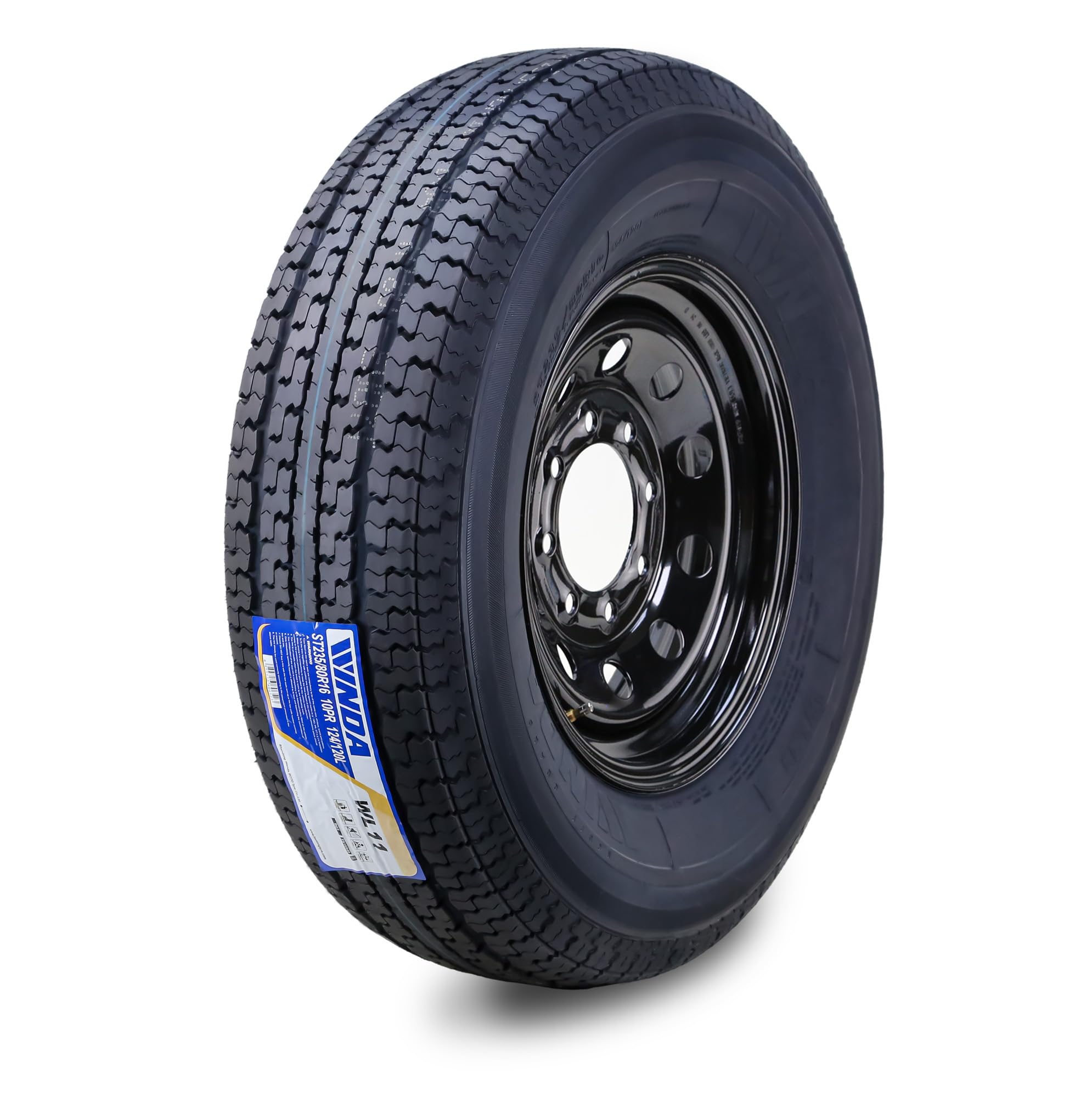 WINDA Trailer Tire Wheel ST235/80R16 10-Ply E 124L 8X6.5" PCD Black Mod Rim | 8 
