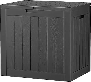 NUNU LAB 35 Gal Outdoor Storage Box Waterproof Lockable,Deck Box,Black | Waterproof Outdoor Storage Box, Lockable Lid Deck Box for Package Delivery, Backyard Bin for Garden Tools, Patio Cushion