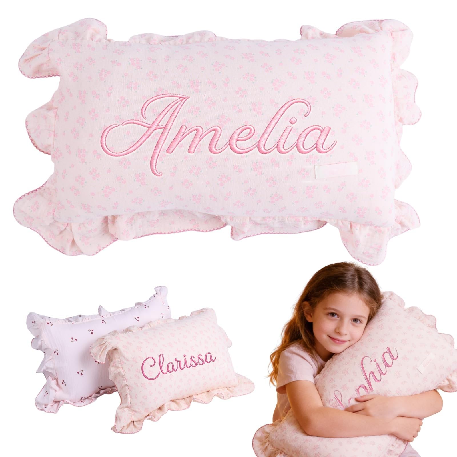 Personalized Embroidered Muslin Toddler Pillowcase with Custom Name | 100% Cotto