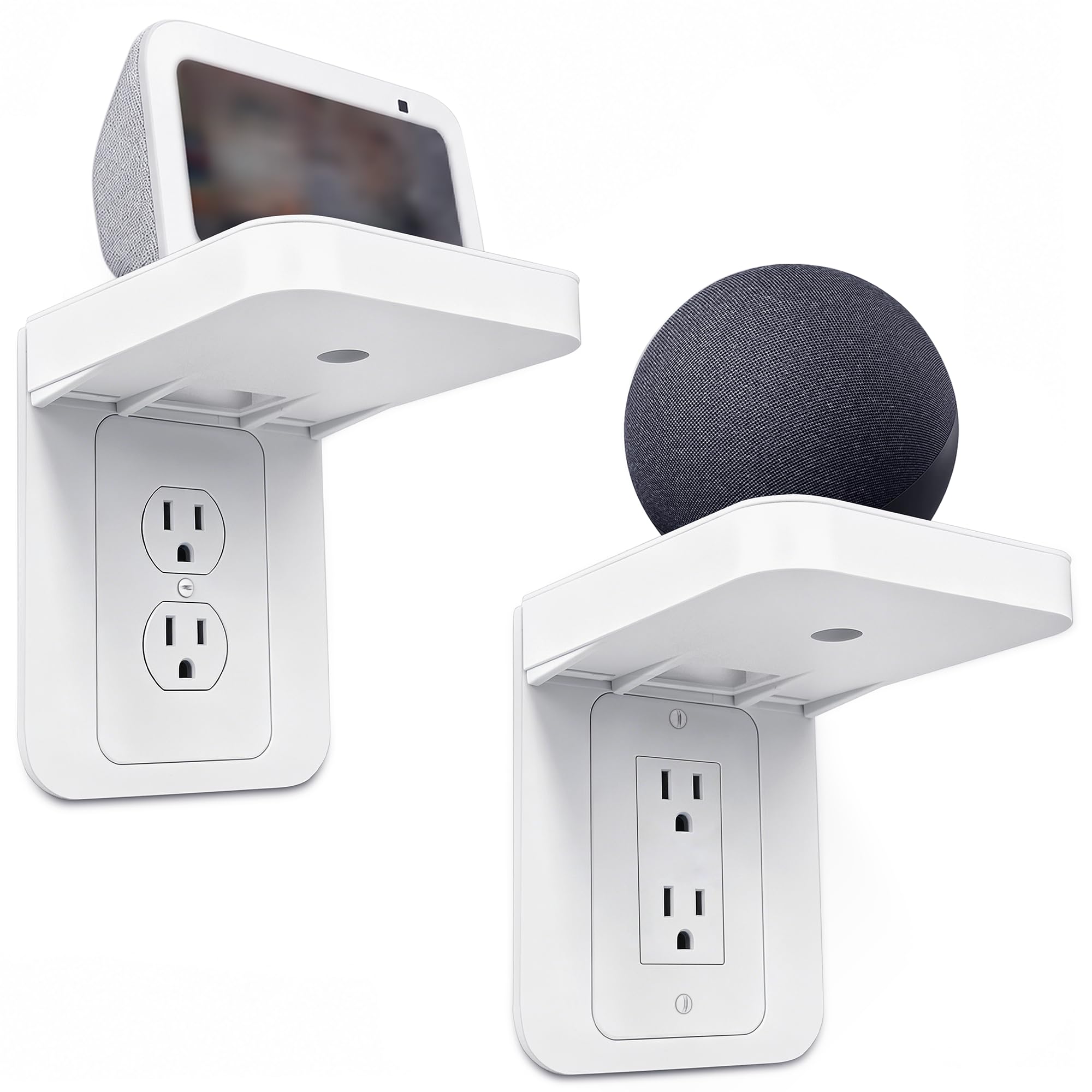 Socket Shelf, 2 Pack Bathroom Wall Shelf with Built-in Cable Management, Decor/S