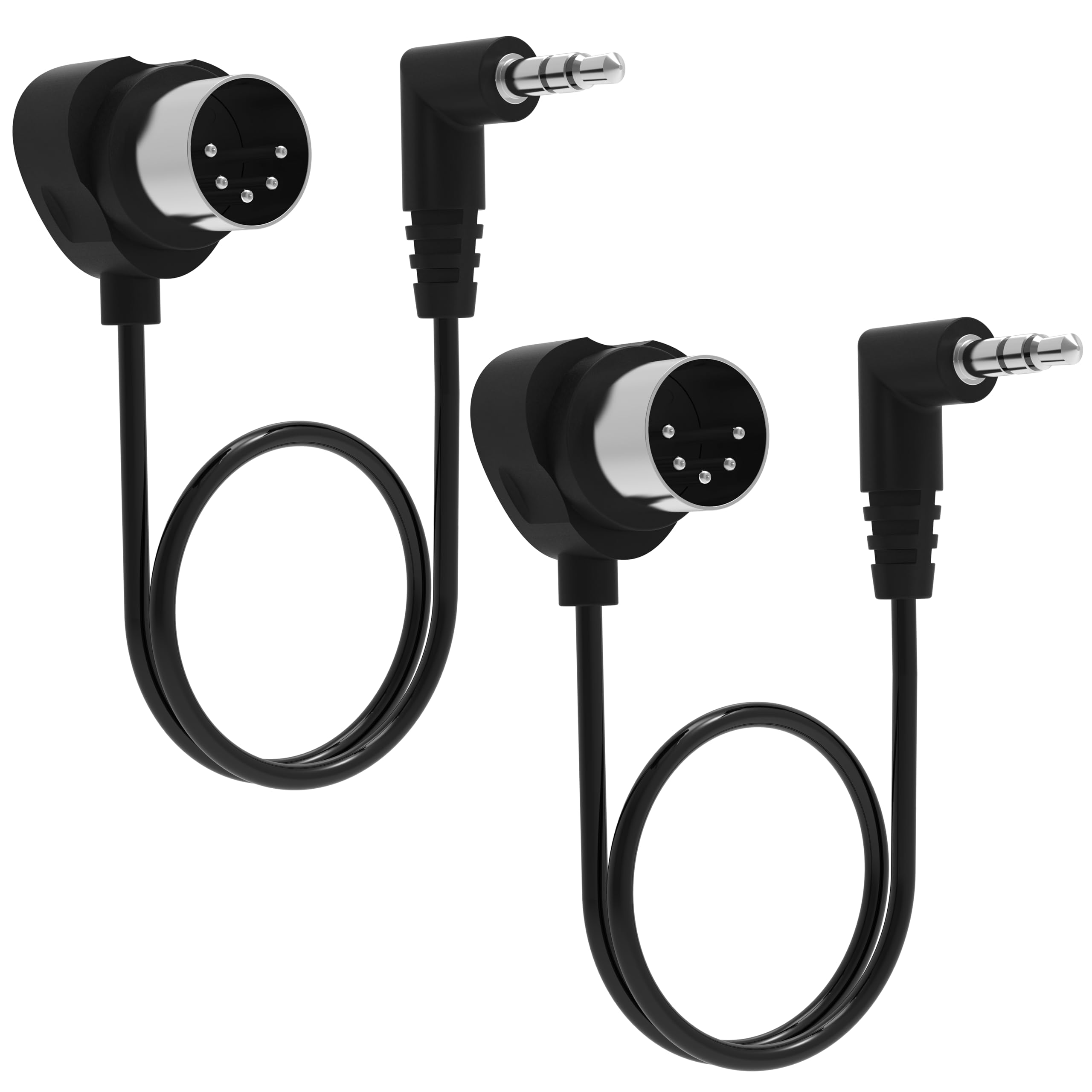 FORE TRS 3.5mm MIDI Cable 2-Pack 2-FT / 60CM Type-A TRS 3.5mm to MIDI 5 Pin Din 